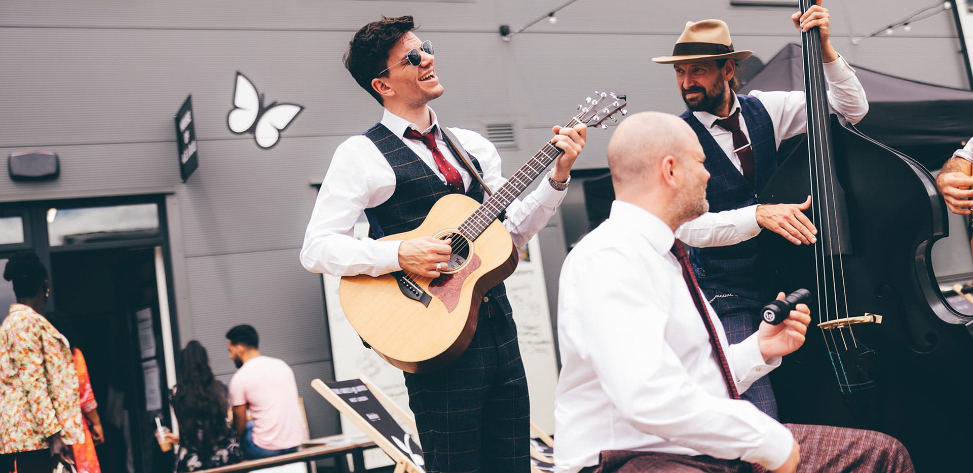 A live band performing at Parkside Yards event