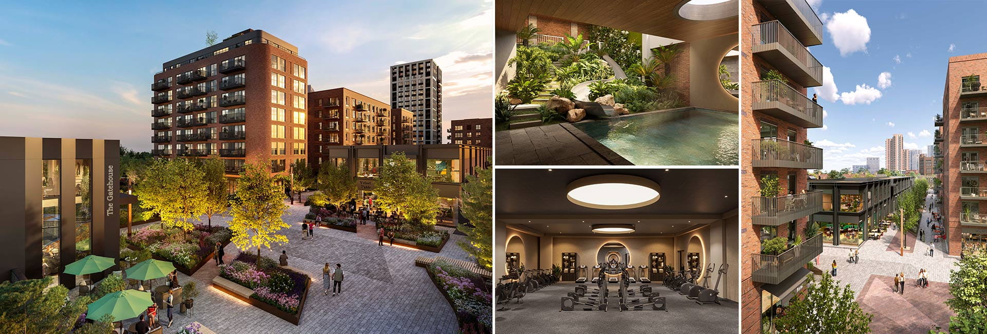 A montage of images showing CGIs of The Quarter Yards