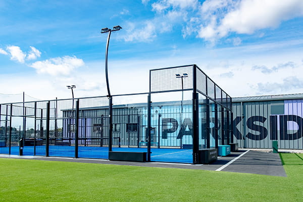 An exterior image of the Padel Court at The Green Quarter