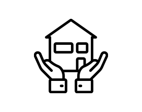 Icon of house in hands