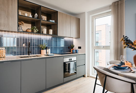 Quadrant House apartment kitchen and dining