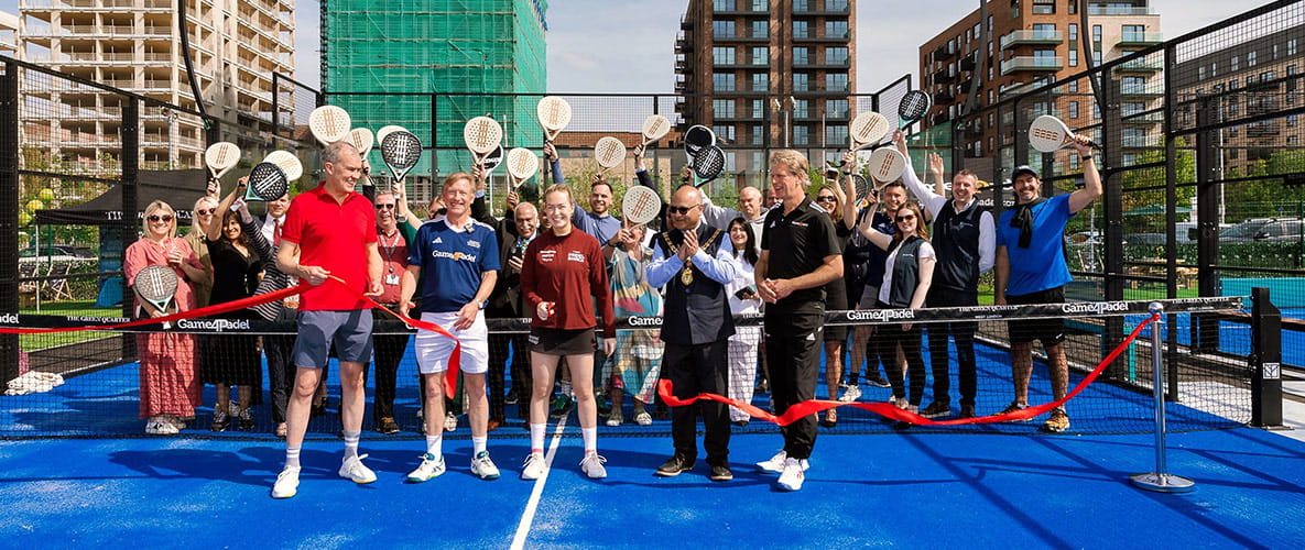Image of Berkeley employees enjoying Padel games at The Green Quarter