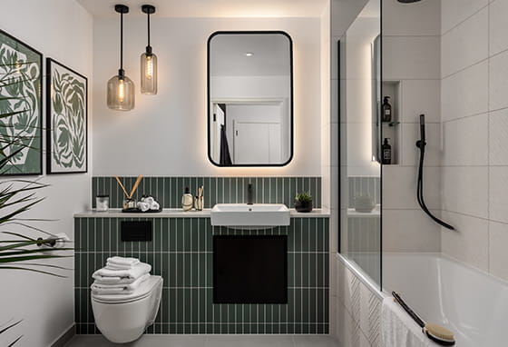Interior image of a bathroom at a showhome at The Green Quarter