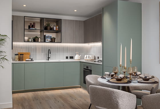 Interior image of a kitchen at a showhome at The Green Quarter