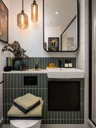 Interior bathroom image of a two bedroom showhome at The Green Quarter