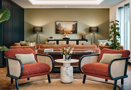 An image of the seating area within Quadrant House