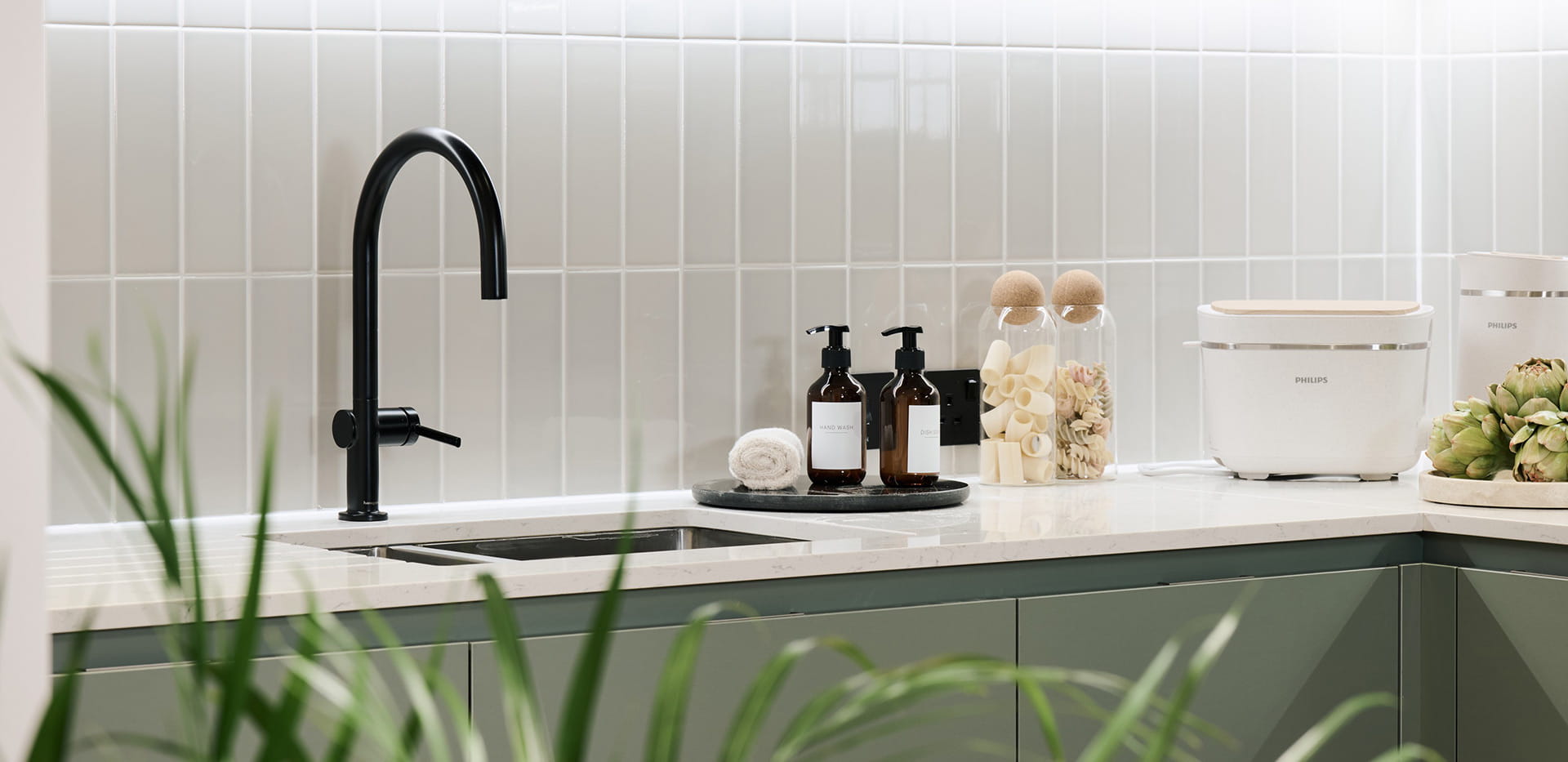 A close-up image of the kitchen worktops within property 297 at Quadrant House