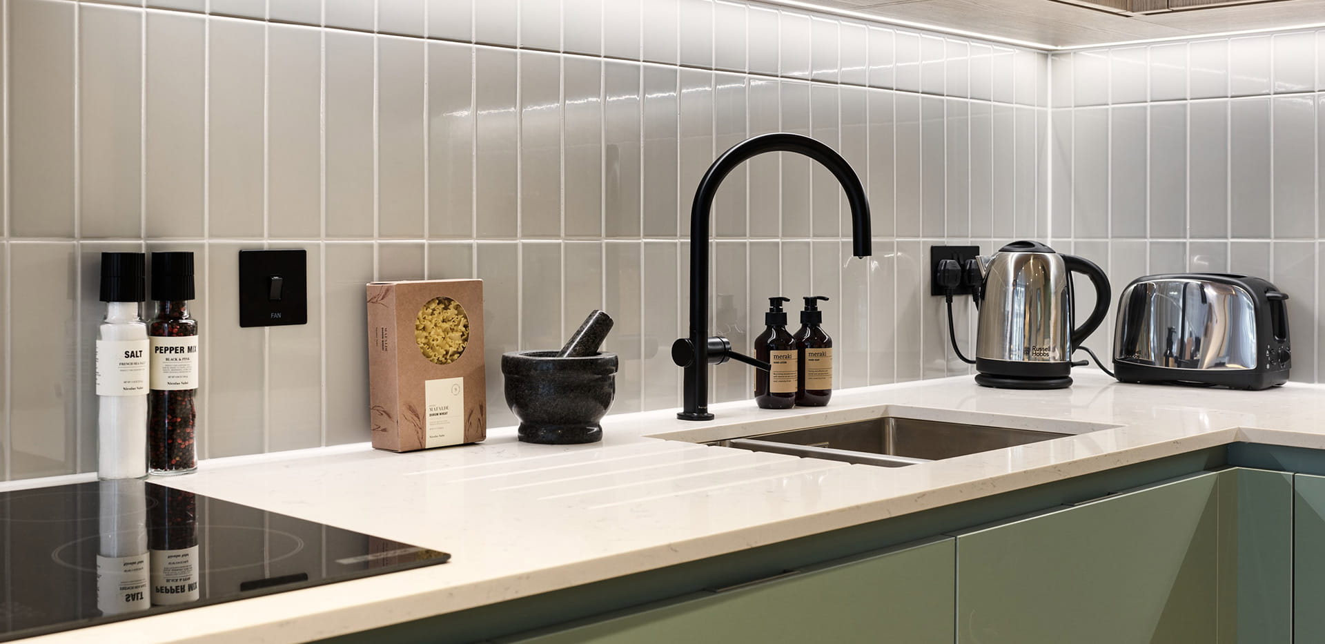 A close-up image of the kitchen worktops within property 302 at Quadrant House
