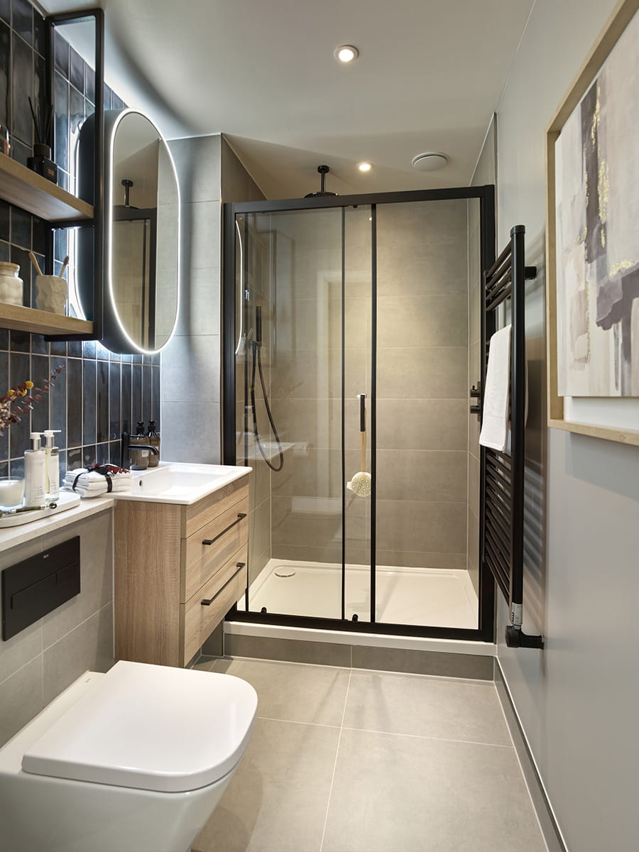 An interior ensuite image at the Brickfield House showhome
