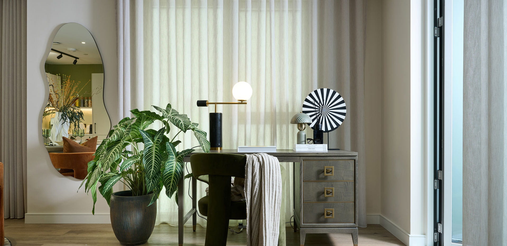 An interior image of a desk at the Brickfield House showhome