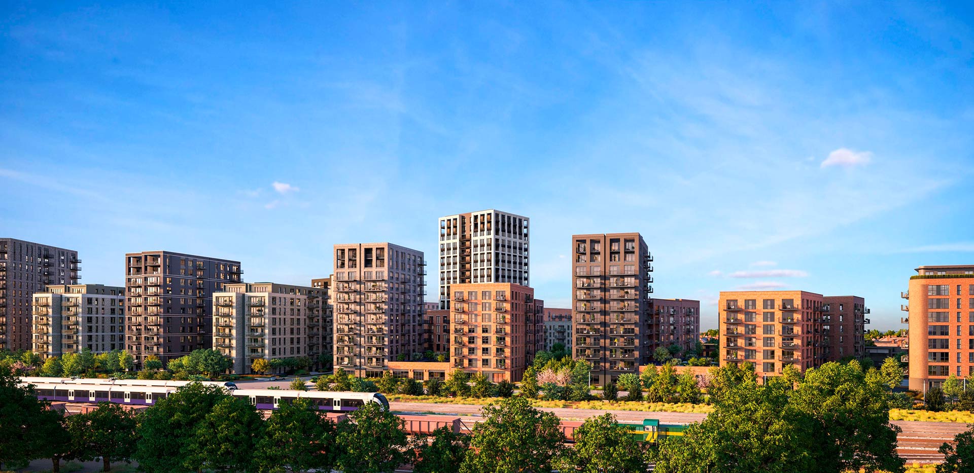 A wide shot of The Green Quarter