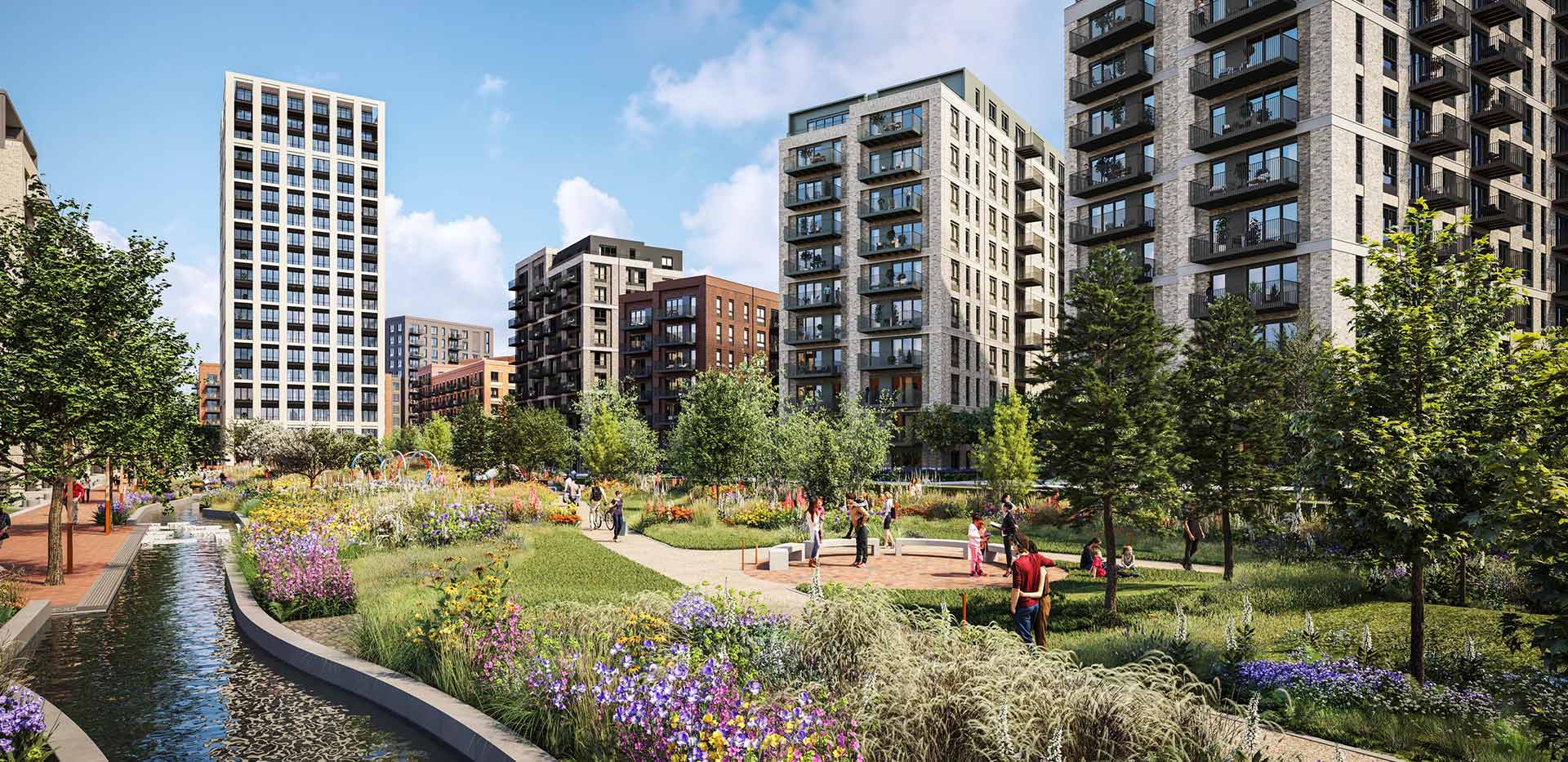 An image boasting the courtyard gardens at Quarter Yards