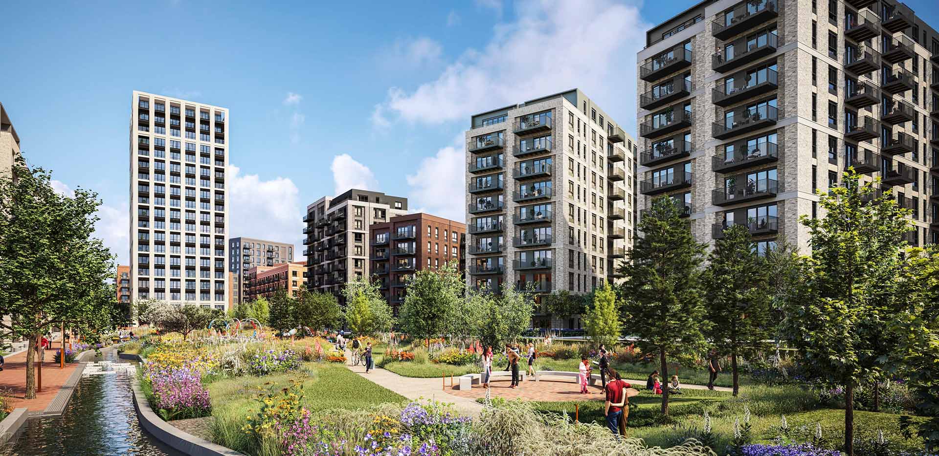 An image boasting the courtyard gardens at Quarter Yards