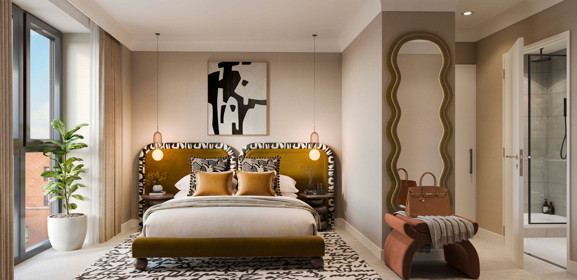 The Orien bedroom with ensuite bathroom