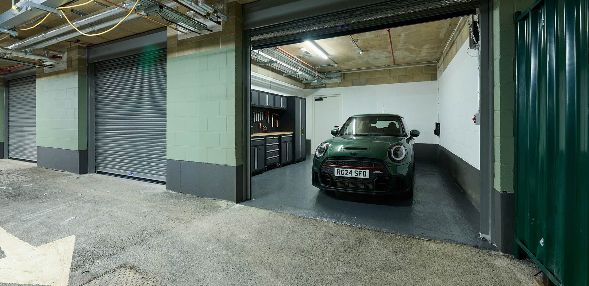 An underground parking image from The Parkside Collection at The Green Quarter
