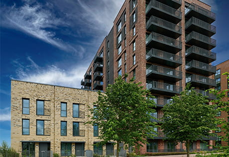 An exterior photograph of The Parkside Collection at The Green Quarter