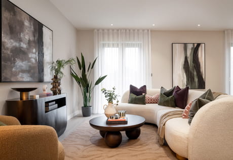 Modern designed living space with sofa and coffee table