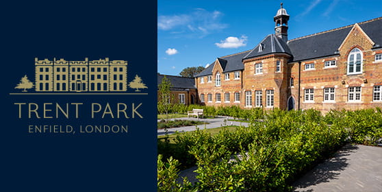 An exterior image of Trent Park on a warm sunny day