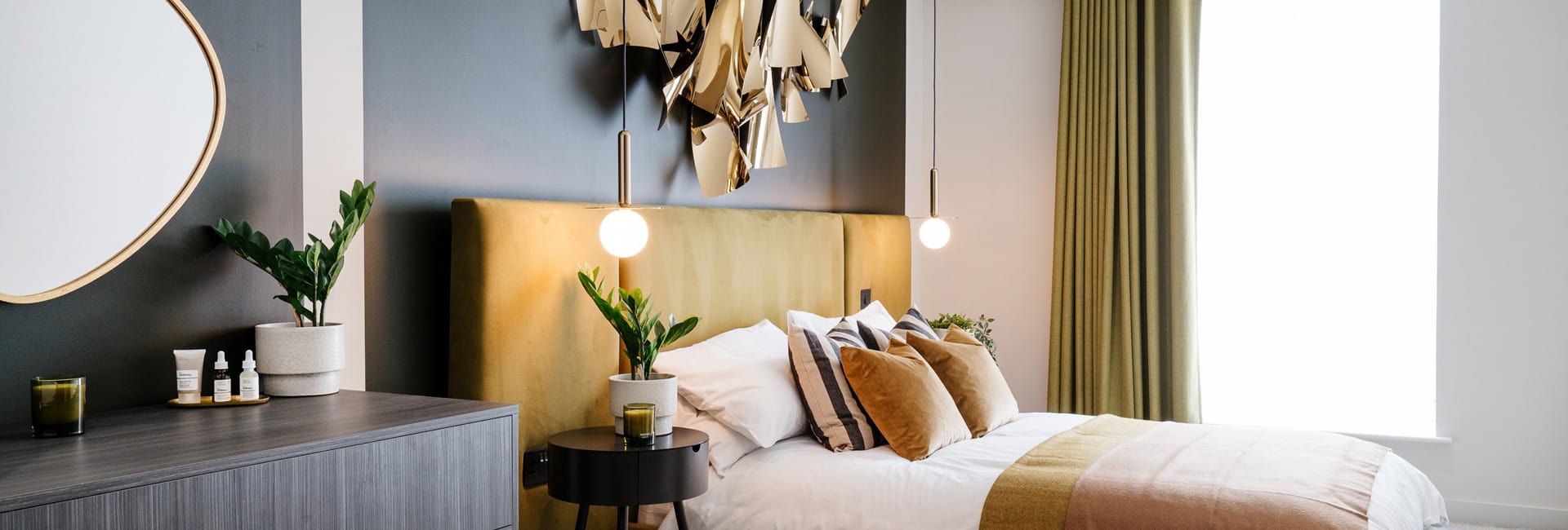 Double bed decorated with modern design