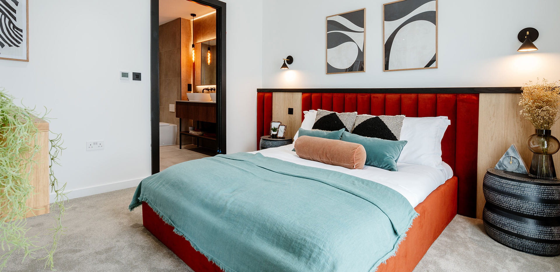 The Walled Gardens bedroom with a centralised double bed