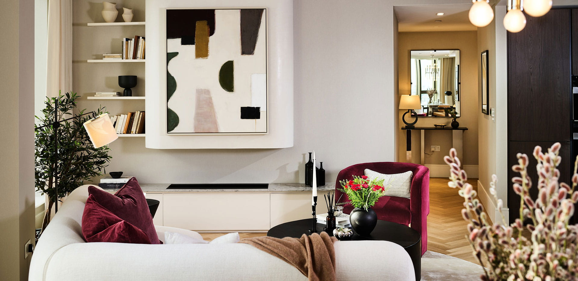 Interior living room image within a showhome of The Burton, Trillium