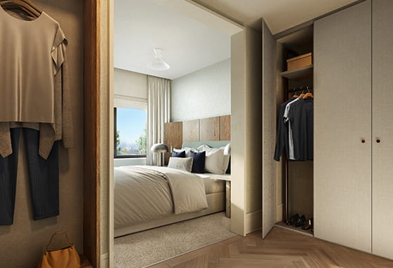 A CGI of an interior bedroom image at The Burton