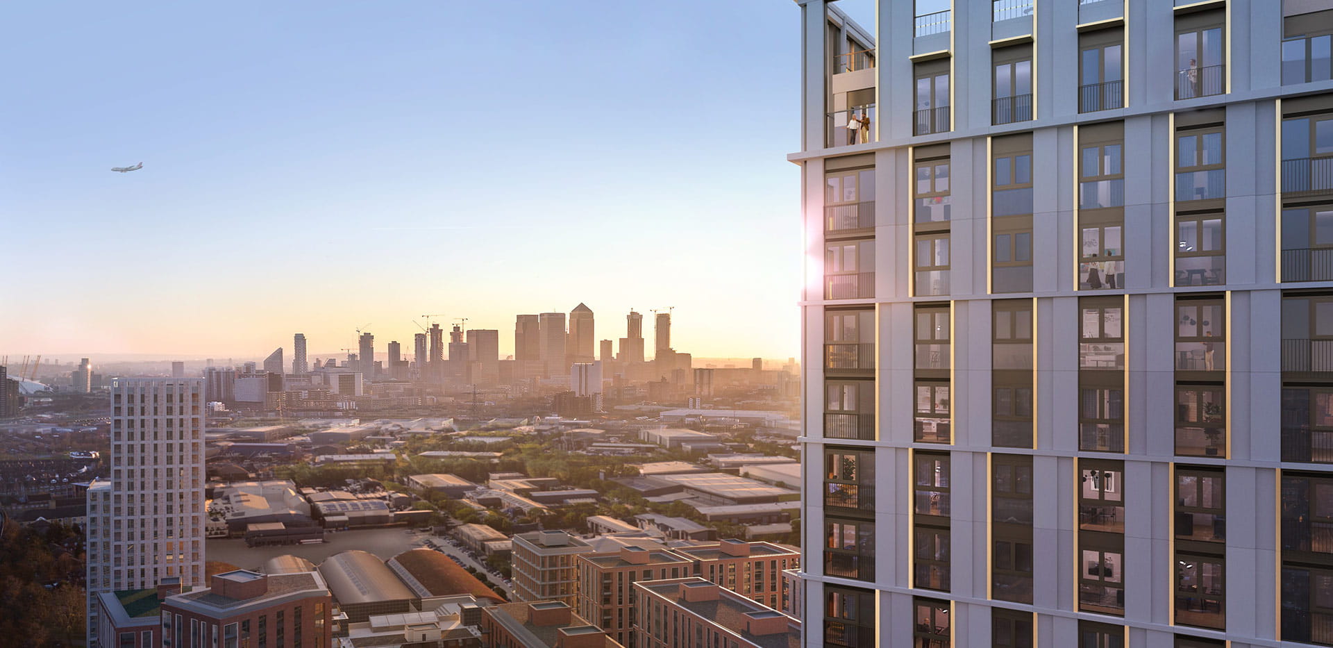 An exterior daytime image of TwelveTrees Park looking over London