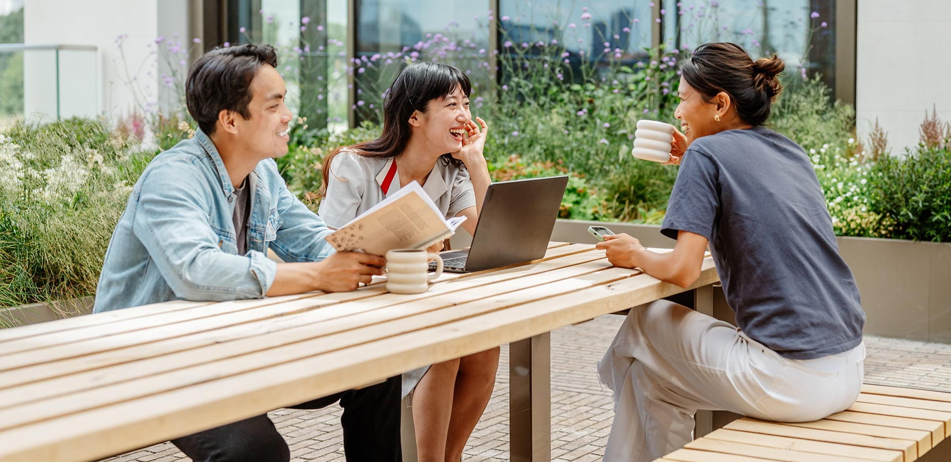 Socialising at the Podium Gardens