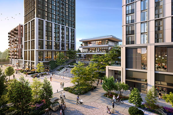 TwelveTrees Park bustling street scene