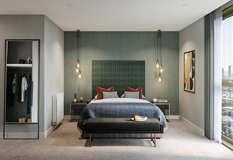 An interior Bedroom CGI at TwelveTrees Park