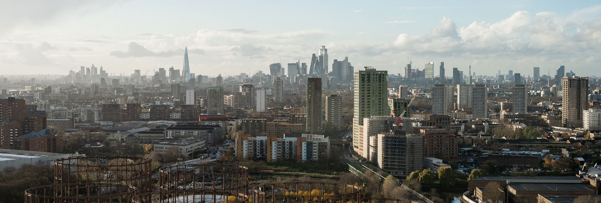 The view of London from a showhome at TwelveTrees Park