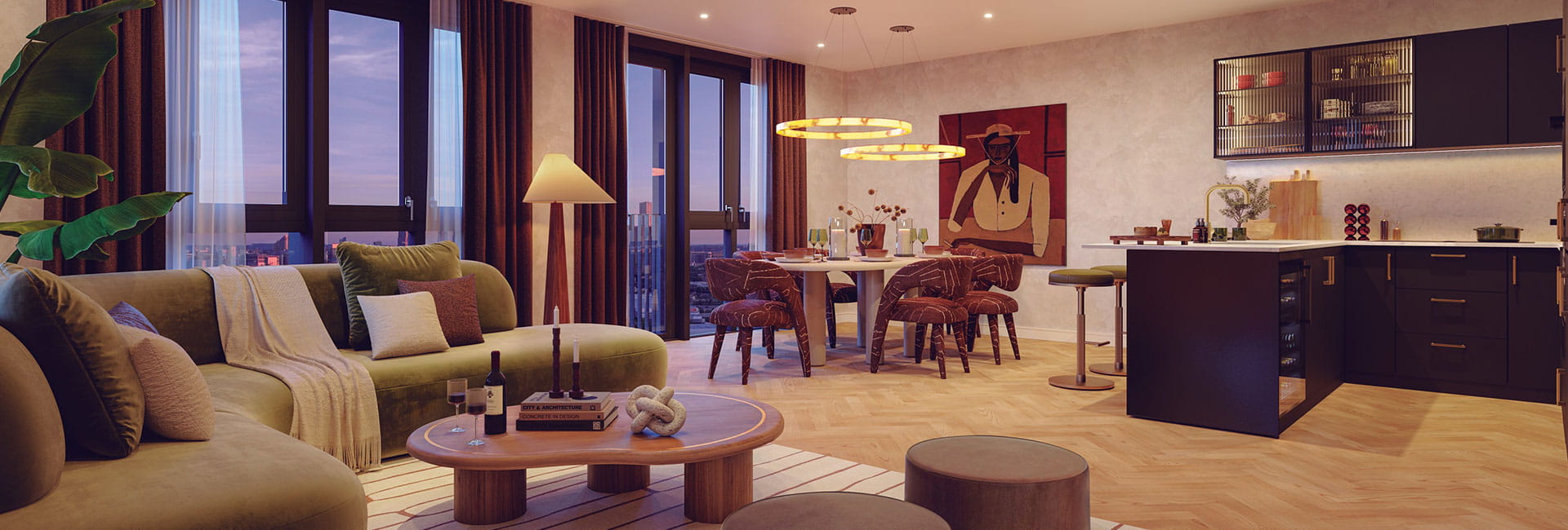 An interior Living / Dining / Kitchen image from The Redwood at TwelveTrees Park