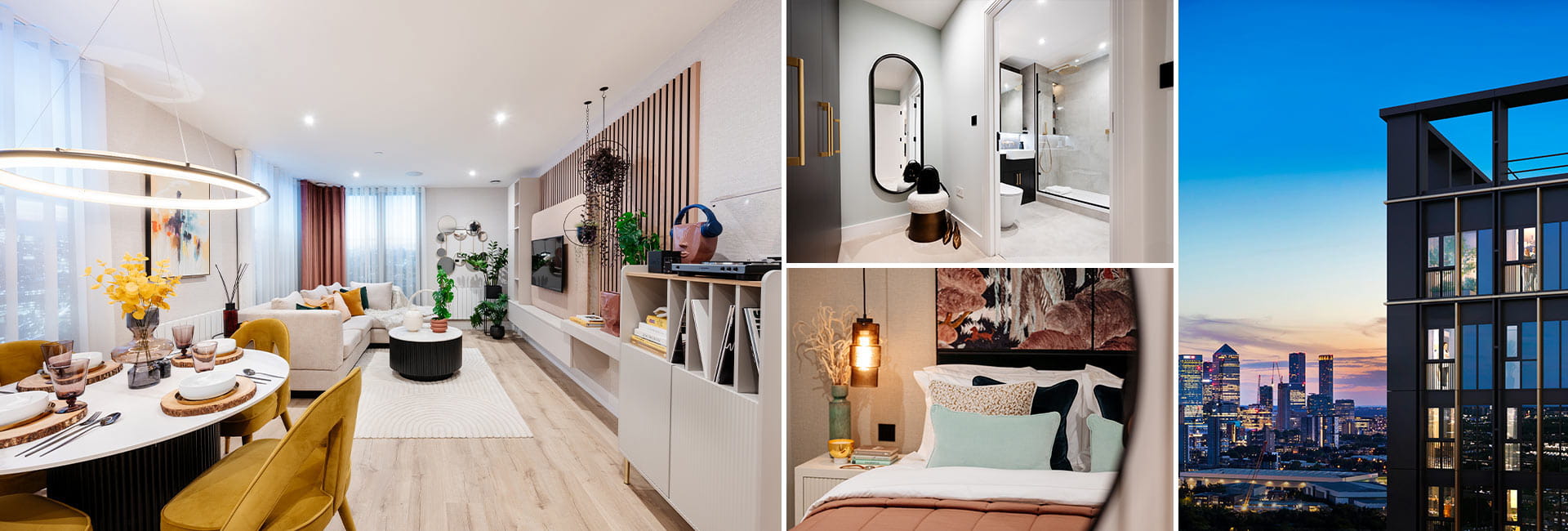 A montage on interior and exterior images of The Redwood Collection