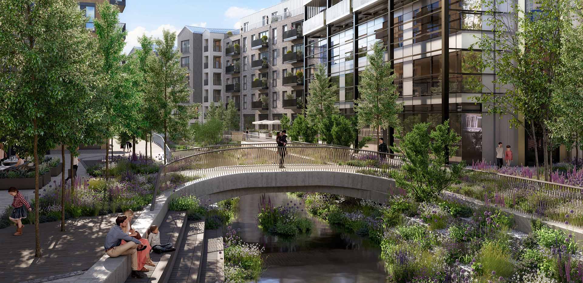An exterior CGI of Wandsworth Mills