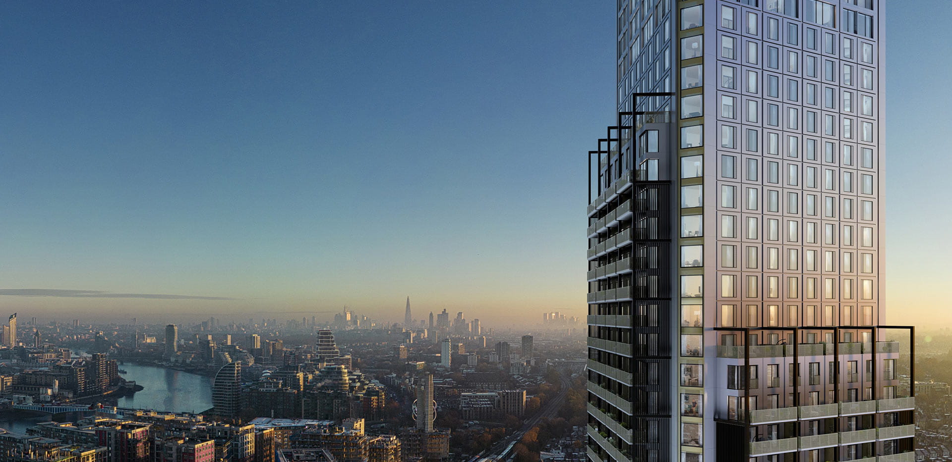 An exterior CGI of Wandsworth Mills