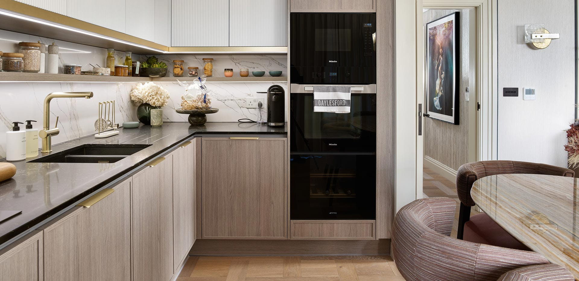 An interior CGI of a Kitchen at Wandsworth Mills
