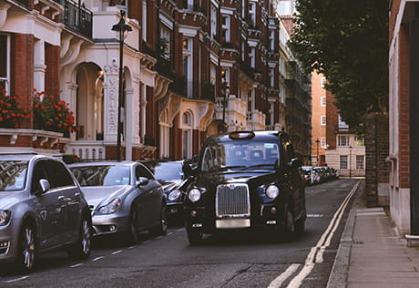 A photograph of a taxi on Kings Road