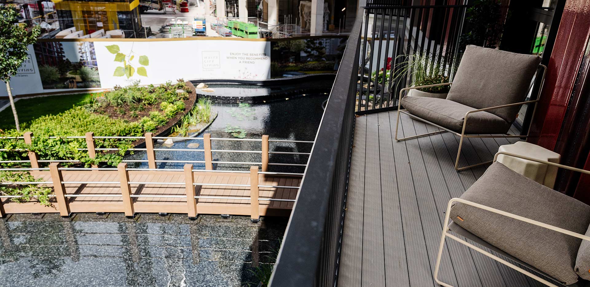 A balcony view from a showhome at Cascades Three & Four