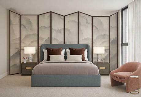 An interior CGI of the Bedroom at The Solaris