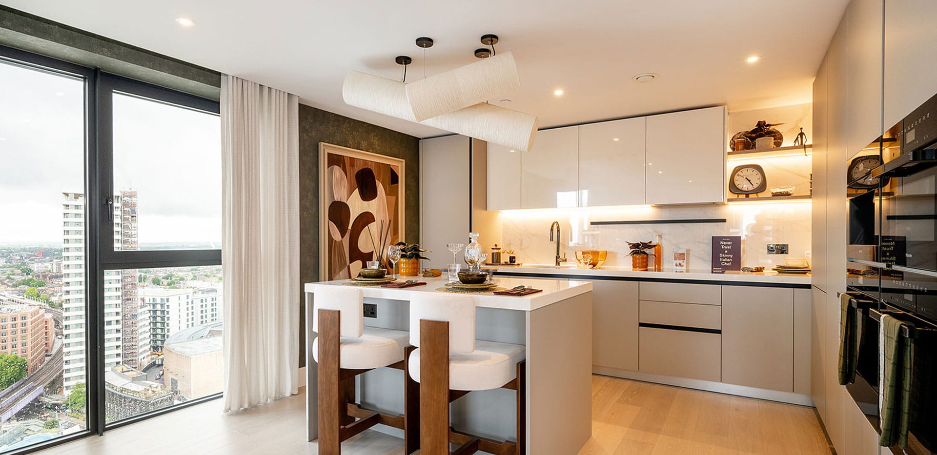 Kitchenette with breakfast island.