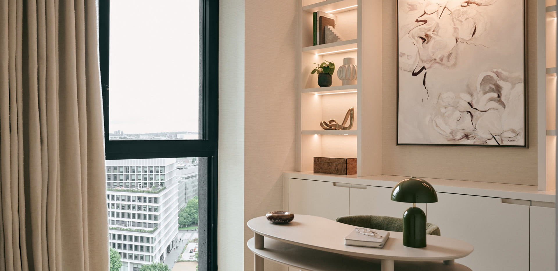 Modern, artistic design of study space.
