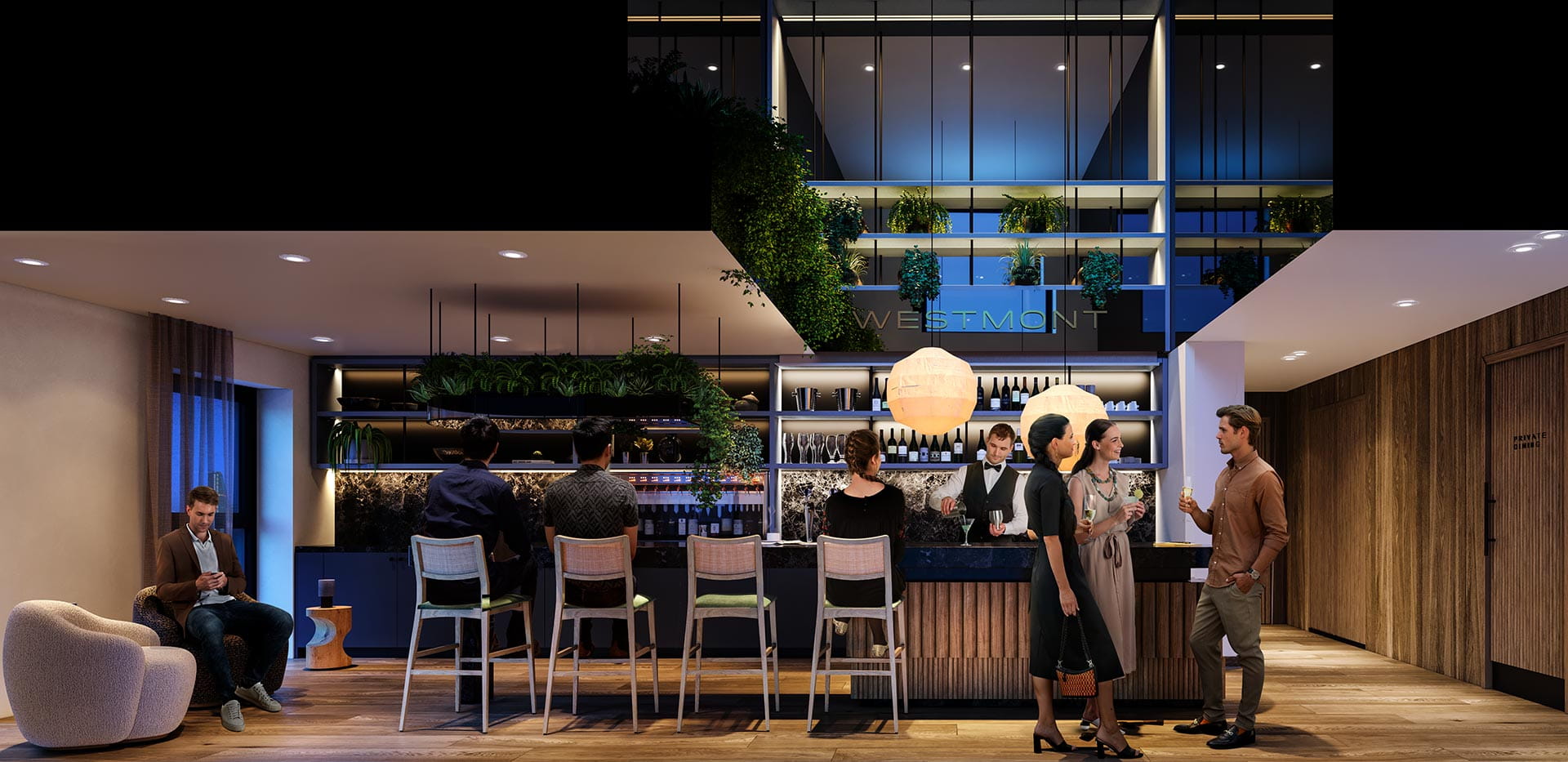 Resident's Facilities - bar at night