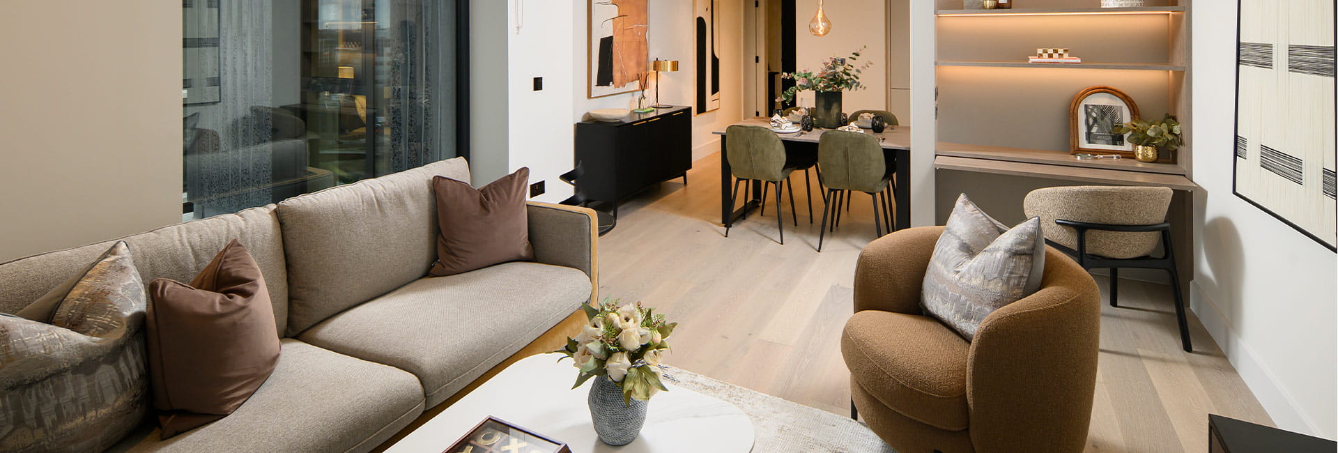 An interior dining/ living room image at White City