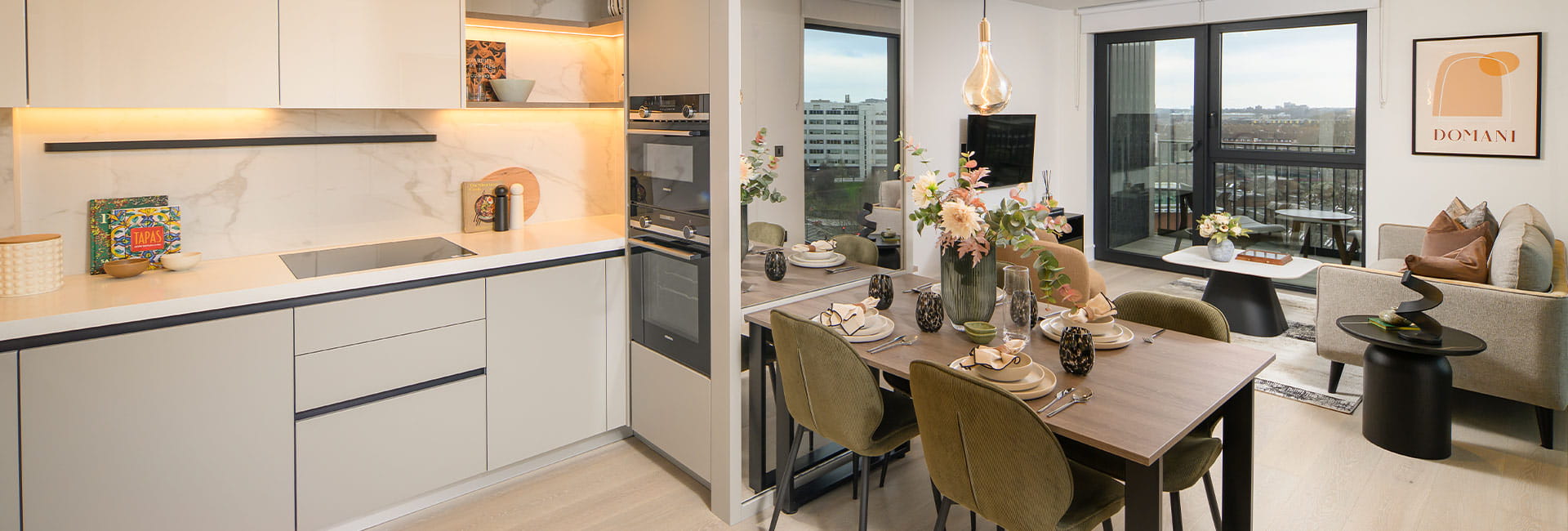 An interior dining/ living room image at White City