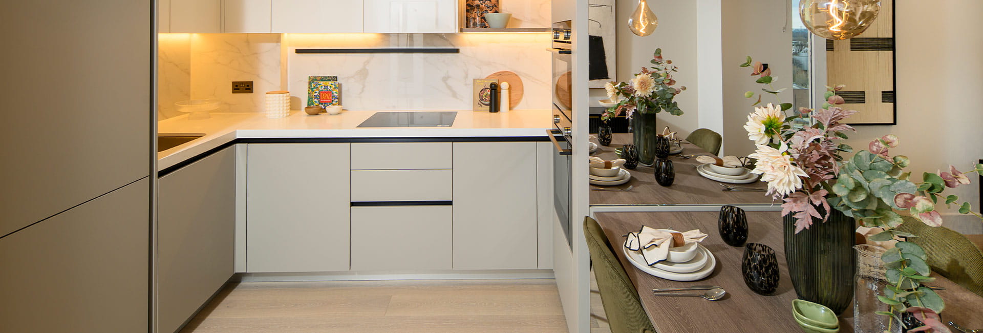 An interior kitchen/ dining image at White City