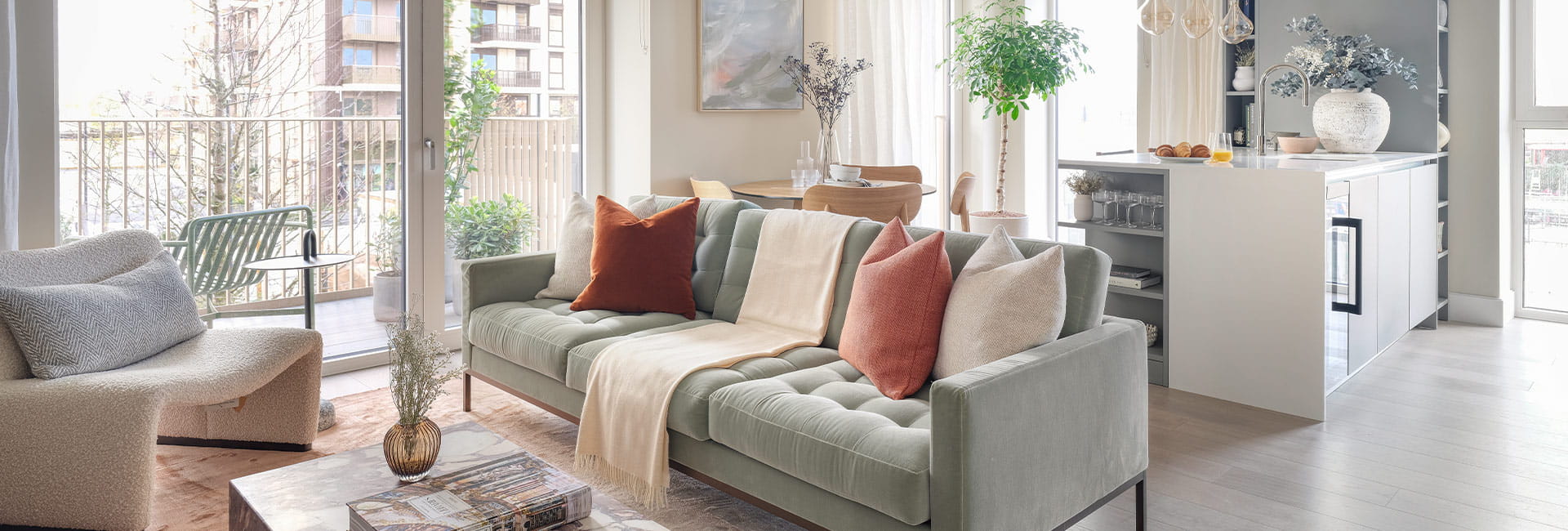 An interior dining/ living room image at White City