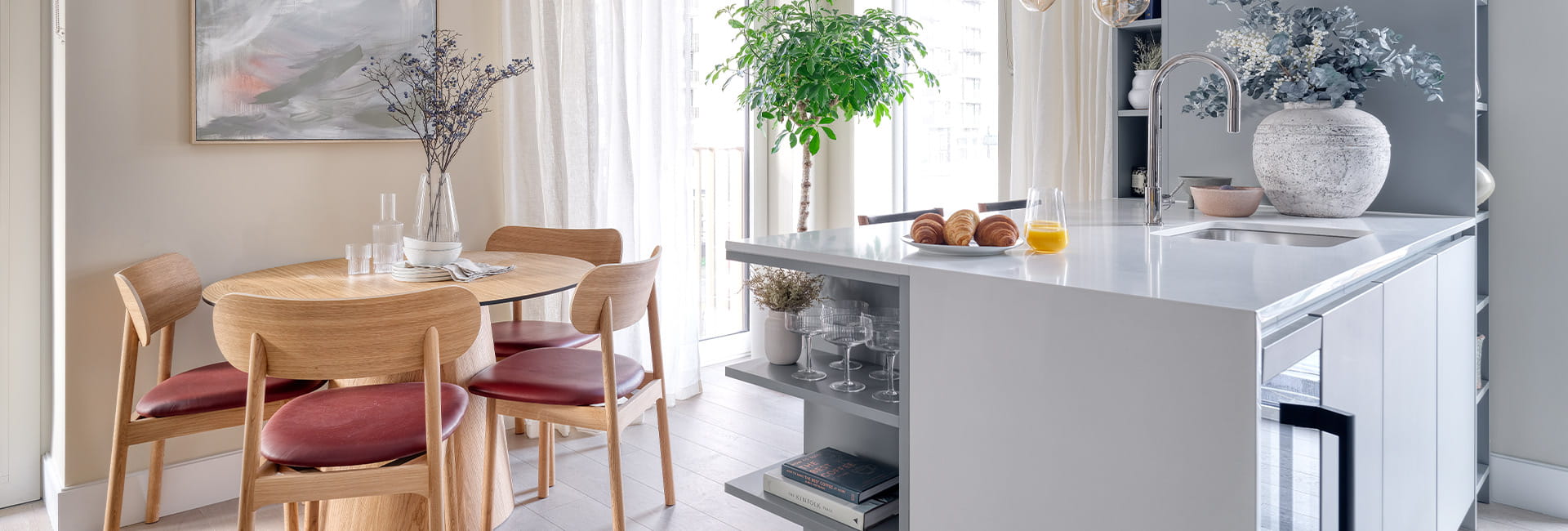 An interior dining/kitchen image at White City