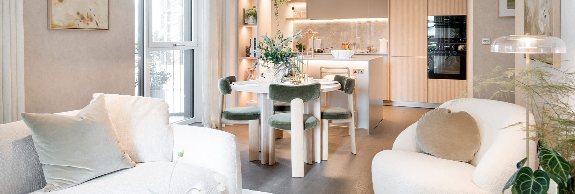 An interior dining/ living room image at White City