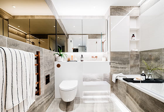An interior bathroom image within a showhome at White City Living