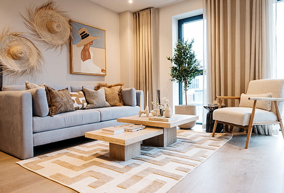 An interior living room image within a showhome at White City Living
